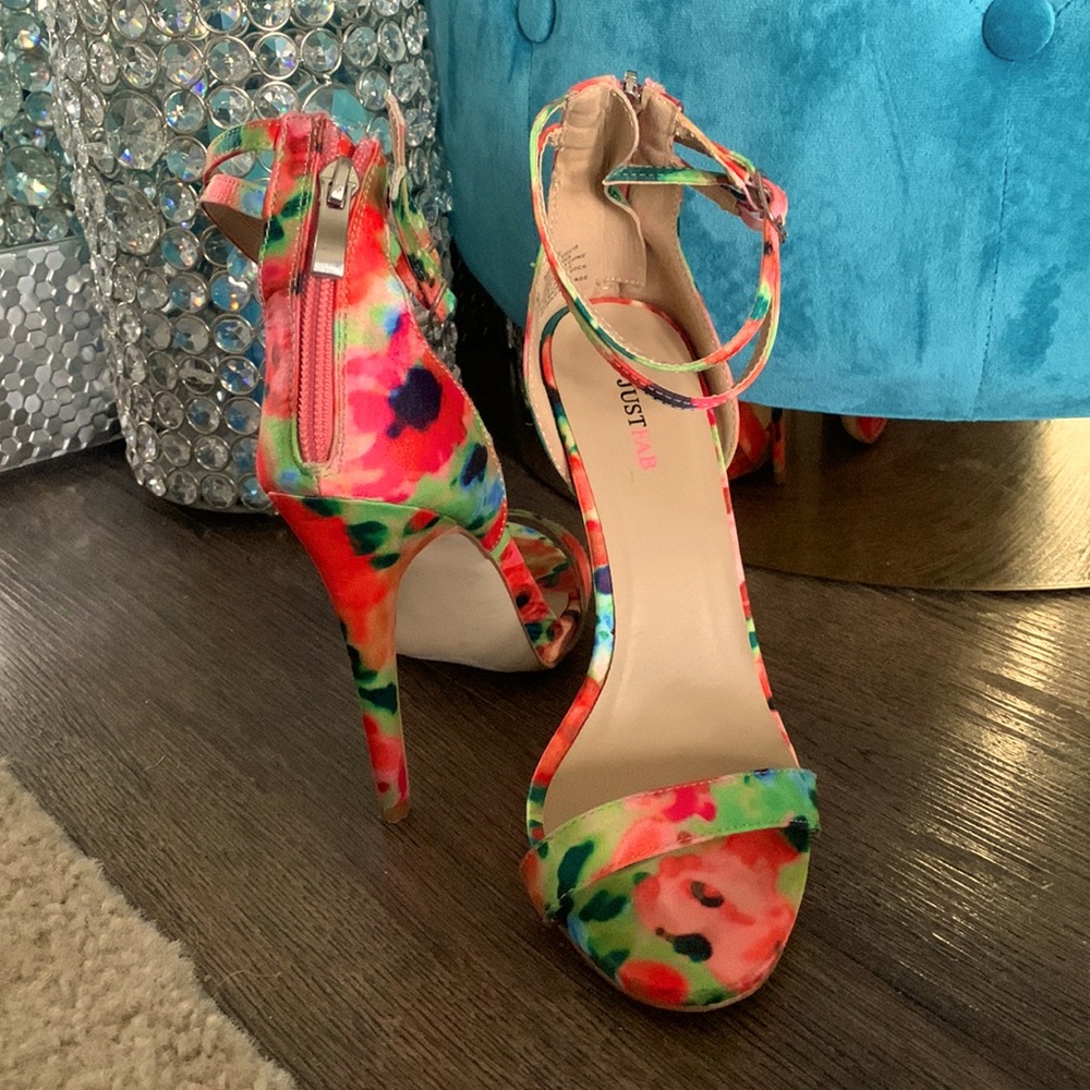 Floral open toed heels